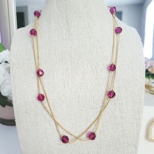Swarovski Gold Tone Long Necklace